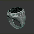 Silver Ring With Dark Stone And Braided Edge For Daily Life Use 3d model