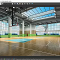 Modern Basketball Gymnasium With High Ceiling Large Windows Basketball Hoops Wooden Floor And Glass Skylights