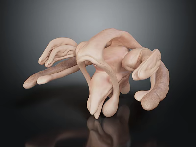 Detailed 3D Model of Human Organs and Hair with Complex Anatomical Structure 3d model