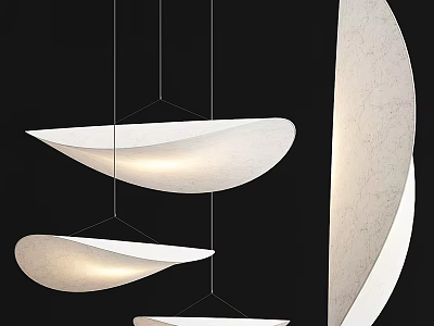 Modern White Leaf Shaped Hanging Pendant Lights With Sleek Design And Soft Illumination 3d model