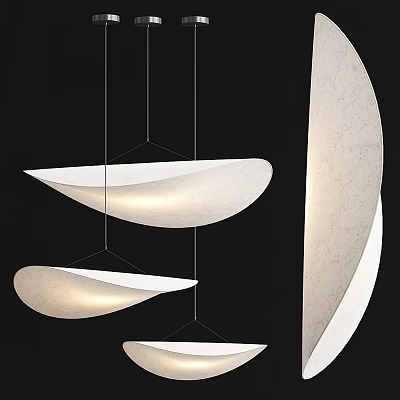 Modern White Leaf Shaped Hanging Pendant Lights With Sleek Design And Soft Illumination 3d model