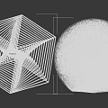 Modern Decorative Ornament Set with White Geometric Wire Frame and Golden Spiral Sphere Design