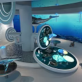 Ocean Themed Interactive Exhibition With Circular Design Whale Model Jellyfish Decorations And Visitors