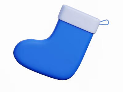 Decorative Blue Christmas Stocking With White Top For Holiday Decor 3d model