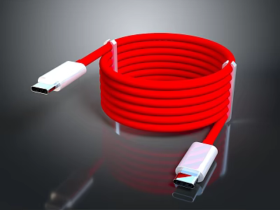 Essential Red USB C Charging Cable For Daily Use With Reliable Design 3d model
