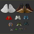 Modern Butterfly Various Butterfly Set Colored Butterfly 3d model