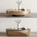 Stylish Round Coffee Table With Gold Base Black Top White Vase Books And Decorative Items