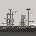 Modern Multi level Cat Furniture With Platforms Scratching Posts And Toys