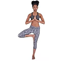 A Woman Practicing Yoga Tree Pose With Human Engine Gear Background