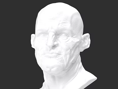 Realistic Male Head Bust Sculpture In White Material With Detailed Features 3d model