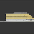 Modern Terraced Building With Yellow Facade Multi Level Green Roof Terraces