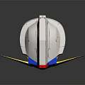 Character Robot Head Design With White Body Blue Red Details Green Eye And Yellow Horns