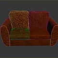 Orange Leather Two Seater Sofa With Modern Design And Stitching Details