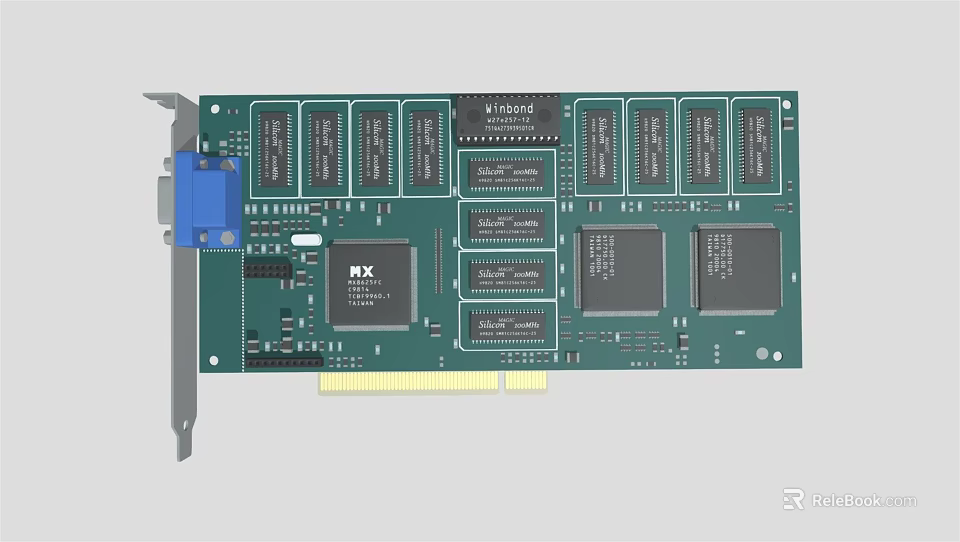 High Performance Computer Graphics Card Circuit Board With Multiple Chips And PCI Interface 3d model 