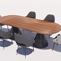 Modern Dining Table Set With Oval Wooden Top Gray Chairs And Black Tapered Base