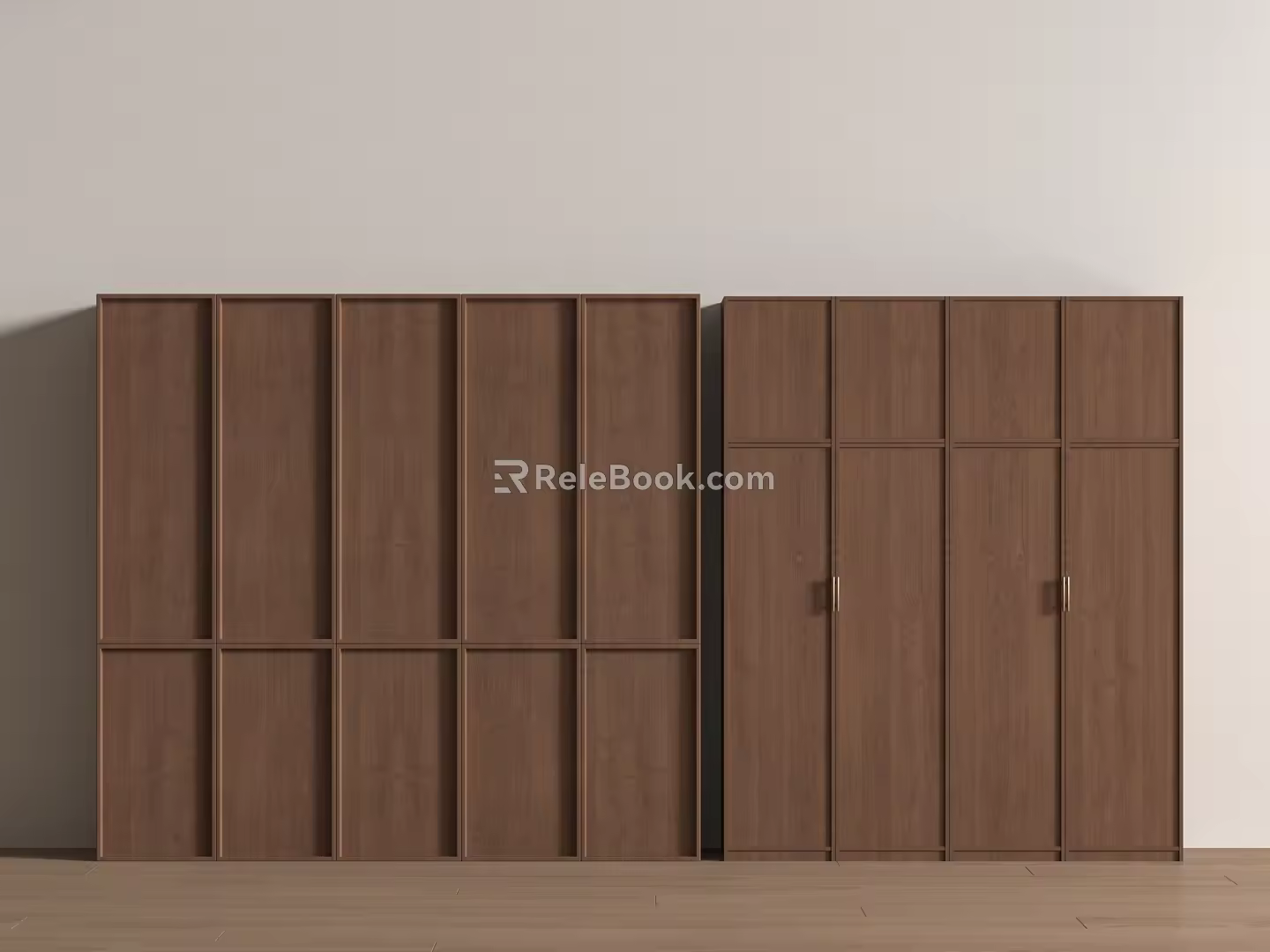 Modern Middle Style Wardrobe Skeleton Line Wood Non-Corner 3d model