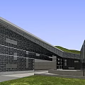 Modern Museum Building Featuring Glass Facade Geometric Design And Open Plaza