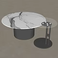 Modern Round Coffee Table With Marble Top Black Base And Glass Side Table 3d model