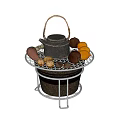 Traditional Tea Brewing Utensils With Metal Mesh Container Handle Black Pot And Stand