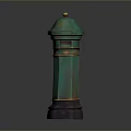 Vintage Green Mailbox With Gold Accents Dome Top And Dark Base