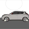 Silver Compact Sports Car Featuring Sporty Design Red Accents And Alloy Wheels