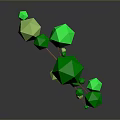 Abstract Low Poly Plant With Green Geometric Shapes And Orange Trunk