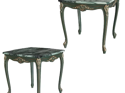 Elegant Green Marble Coffee Tables With Gold Accent Legs And Classic Design 3d model