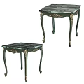 Elegant Green Marble Coffee Tables With Gold Accent Legs And Classic Design