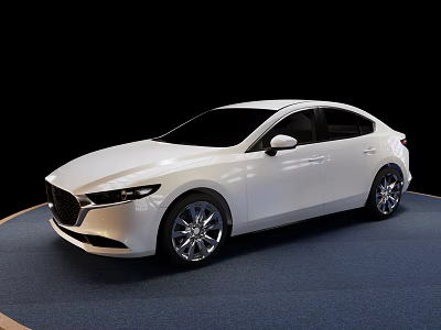 White Mazda Sedan Featuring Modern Sleek Body And Alloy Wheels On Blue 3d model