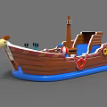 Inflatable Ship Shaped Play Equipment with Slide Lifebuoys and Cartoon Figure for Kids