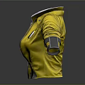 Yellow Leather Jacket with White Collar Zipper Closure and Printed Text Design 3d model