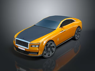 Yellow Luxury Car With Black Roof And Modern Sleek Design Elements 3d model