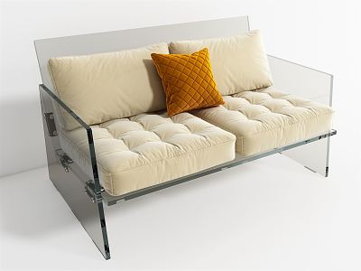 modern double sofa glass sofa model