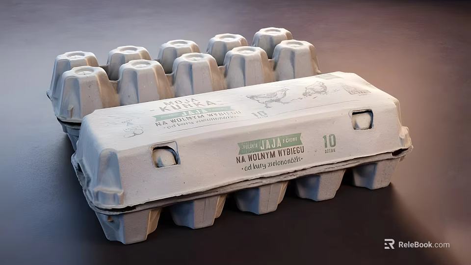 Natural Paper Egg Carton With Free Range 10 Eggs And Farm Fresh Design 3d model 