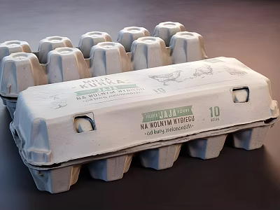 Natural Paper Egg Carton With Free Range 10 Eggs And Farm Fresh Design 3d model