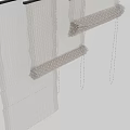 Adjustable Gray Mesh Venetian Blinds With Fabric Slats And Pull Cords For Windows 3d model