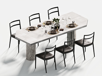 Modern Dining Table and Chair Dining Table Dining Chair Single Chair Tableware 3d model