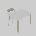 Simple Kids Desk with Matching Chair White Top and Wooden Legs Design