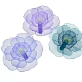 Flower Shaped Decorative Lights With Mesh Petals Blue And Purple Central Glow