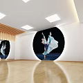 Dance Studio Interior With Artistic Dance Murals Spacious Area And Wooden Details