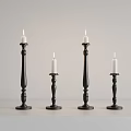 Black Candle Holders With White Candles Modern Decorative Set For Home