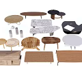 Various Coffee Tables With Different Designs Materials Wood Marble And Modern Styles 3d model
