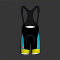 High Quality Black Cycling Shorts With Suspenders Blue Yellow Accents And Mesh Panel
