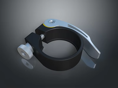 Adjustable Bicycle Handlebar Clamp With Black Silver Aluminum Secure Fit Design 3d model