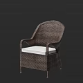 Wicker Outdoor Chair with Armrests and White Cushion Modern Comfortable Design for Patio