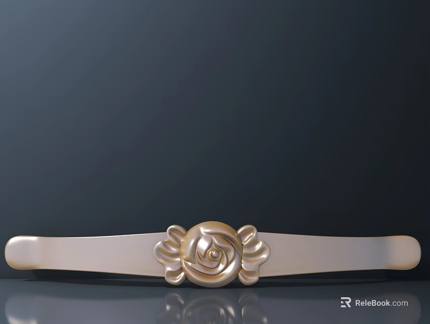 Elegant Golden Handle With Intricate Rose Pattern For Cabinet Decor 3d model 