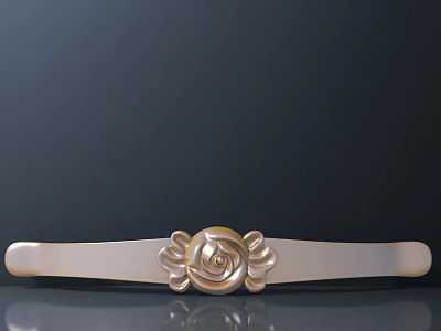 Elegant Golden Handle With Intricate Rose Pattern For Cabinet Decor 3d model