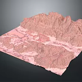 3D Mountainous Terrain Model With Detailed Elevated Features And Landscape Structure