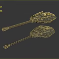 Two Gray Tank Models With Metallic Surface On Gradient Background And Reflection