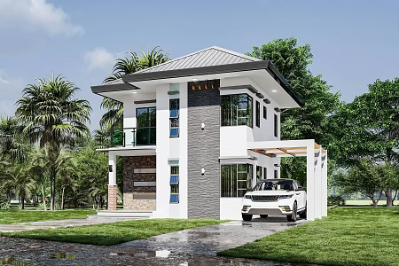 Modern single-family villa homestay self-built 3d model